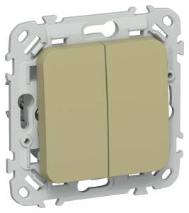 Выключатель 2-клавишный IEK Flite FI-V20-0-10-1-K26 оливковый