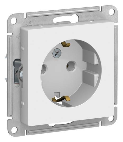 Розетка с заземлением Systeme Electric Atlas Design ATN001343 белый лотос, винтовой зажим