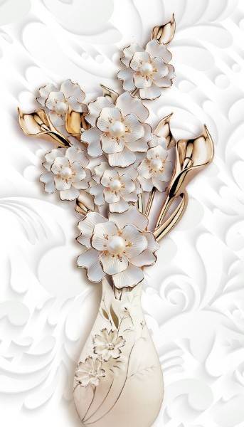 3D Фотообои Artegrafico «Ваза с цветами на объёмном фоне» GM-070 канвас