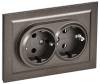 Розетка 2-местная с заземлением и шторками IEK Brite BR-R24-16-K45-F темная бронза