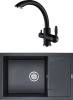 Комплект Paulmark PM317850-BLM черный металлик + Смеситель Paulmark Essen Es213001-418 для кухонной мойки, черный металлик