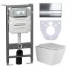 Комплект Унитаз подвесной Ceramica Nova Metric CN3007 + Система инсталляции Envision CN1002CH с кнопкой смыва хром и шумоизоляционной панелью CN1000