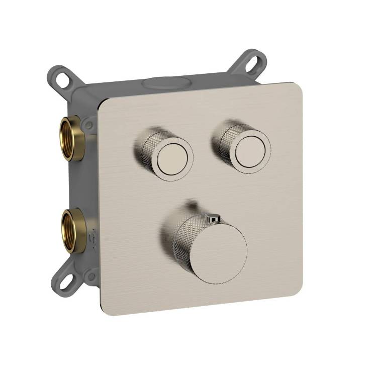 Термостатический смеситель AQUAme AQM8811BN с регулировкой напора, с внутренней частью, никель шлифованный