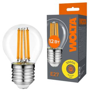 Светодиодная лампа Wolta Filament WF-G45-12W3KE27