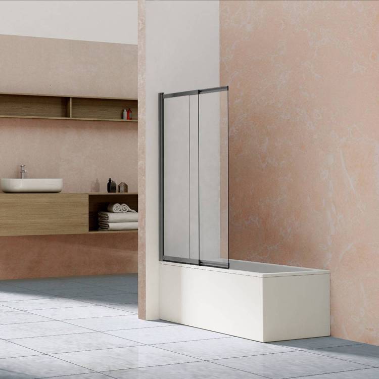 Шторка на ванну Vincea VSB-1E VSB-1E100CLGM 1000x1450, вороненая сталь, стекло прозрачное