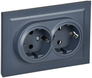 Розетка 2-местная с заземлением IEK Brite BR-R21-16-K35-F маренго