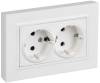 Розетка 2-местная с заземлением и шторками IEK Brite BR-R28-16-K91-F арктический белый
