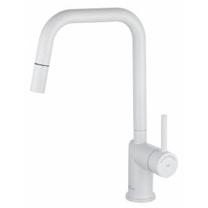 Смеситель для кухни Wonzon & Woghand WW-6018-MW с выдвижным изливом, белый