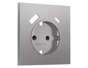 Лицевая панель для электрической розетки с заземлением со шторками 2USB A+C Ambrella Volt Sigma SP5100 сталь матовый