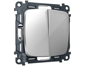 Комплект механизма 2-клавишного перекрестного выключателя Ambrella Volt MO MO403030 серебро глянец