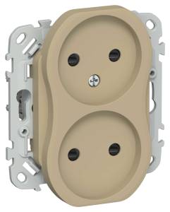 Розетка 2-местная с защитными шторками IEK Flite FI-R23-10-K59 хаки