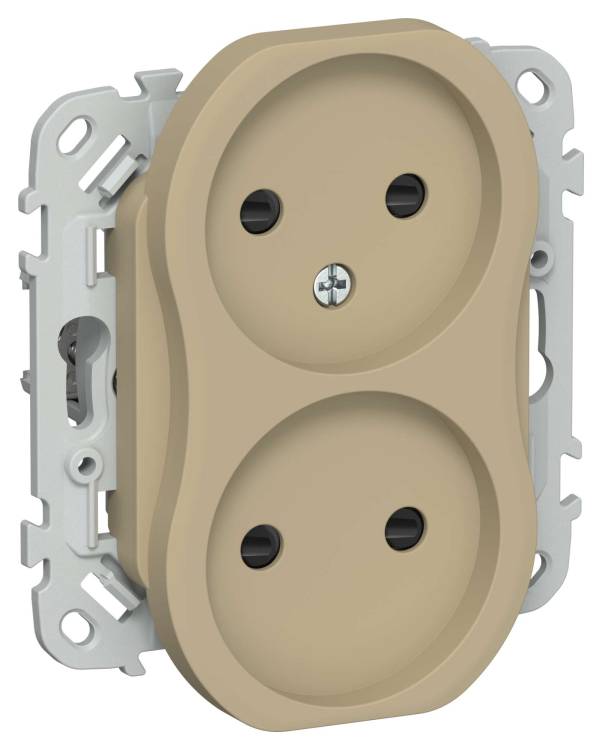 Розетка 2-местная с защитными шторками IEK Flite FI-R23-10-K59 хаки