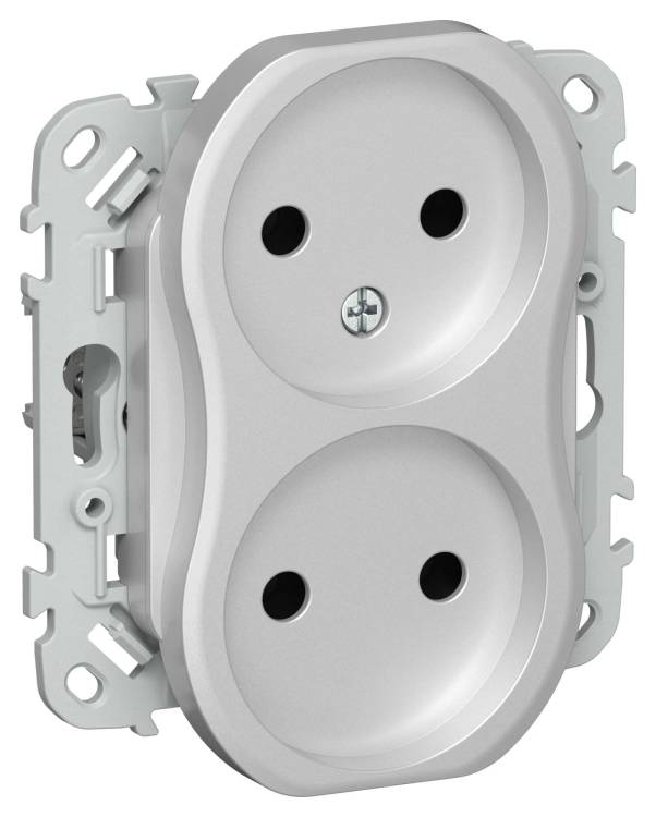 Розетка 2-местная IEK Flite FI-R20-10-1-K47 алюминий