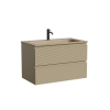 Тумба с раковиной Sancos Folk подвесная, 80x45x52, c двумя ящиками оснащенными доводчиками, Капучино, раковина бежевая