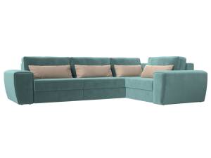 Диван угловой Лига Диванов Лига-008 Long 118705 бирюзовый, бежевый, правый