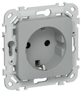 Розетка 1-местная с заземлением IEK Flite FI-R11-16-K03 серый