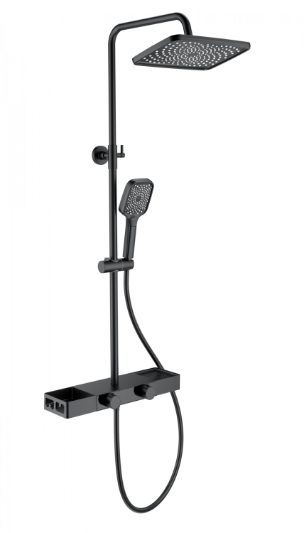 Душевая стойка Wonzon & Woghand WW-B3552-MB с термостатом, черный