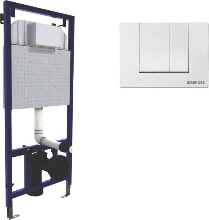 Система инсталляции для унитазов Berges Novum 040241 с кнопкой смыва, белая