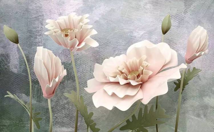 3D Фотообои Artegrafico «Букет лотосов на живописном фоне» FANT-052 песок