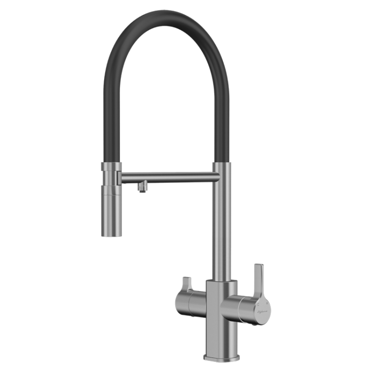 Смеситель для кухни Elghansa 56F5511-Steel с гибким изливом с выходом под фильтр
