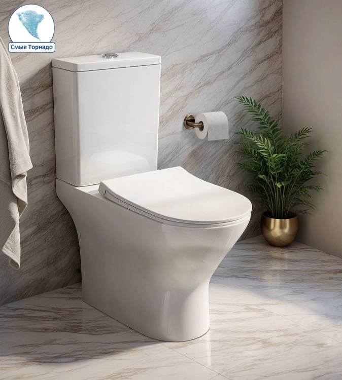 Унитаз-компакт Cerutti Spa Bernina CT10815 безободковый, сиденье микролифт, белый