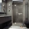 Душевая дверь в нишу MaybahGlass MGD-498-4 с добором на петлях, стекло бронза матовая, профиль хром глянцевый, 1950x1200