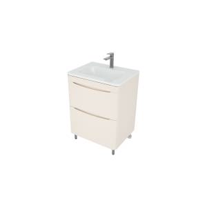 Тумба с раковиной Style Line Бергамо мини 60 напольная, Люкс Плюс антискрейтч, карамель матовая, Раковина Каре Люкс МИНИ 60x35