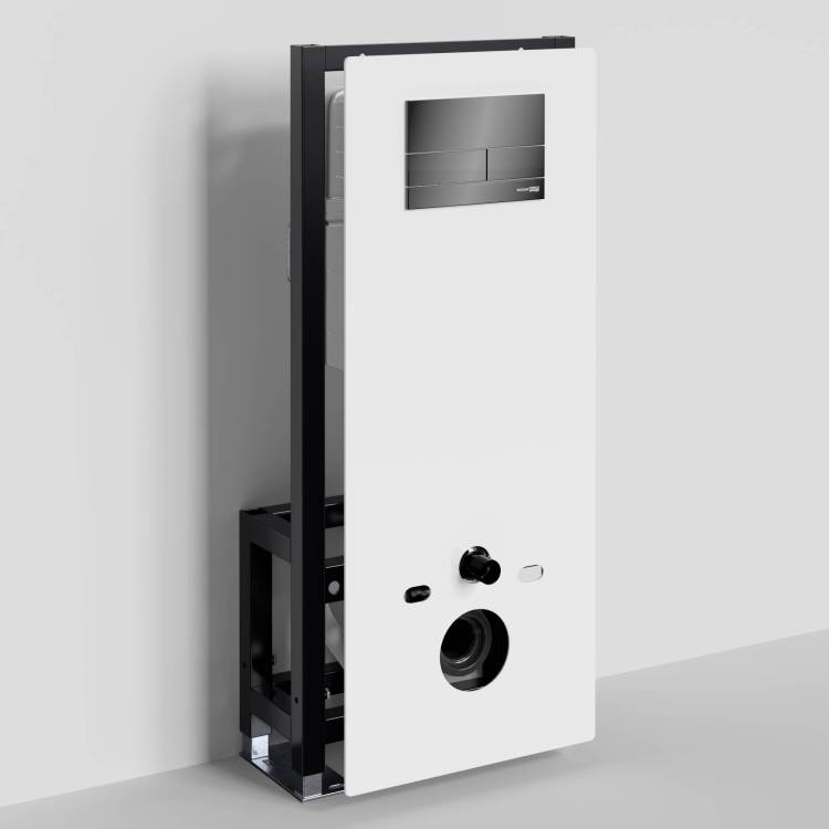 Система инсталляции для унитазов Wasserkraft Glan 66TLT.010.ME.WH.PB04 клавиша черный глянцевый