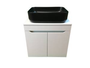 Тумба с раковиной Sintesi STL.W7019_SIN-LVB-APP-409BM подвесная, белый, черный матовый