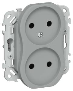 Розетка 2-местная IEK Flite FI-R20-10-K03 серый