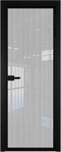 Межкомнатная дверь Profil Doors 1 AV цвет профиля Черный, стекло безопасное 6 мм страйп 600x2000