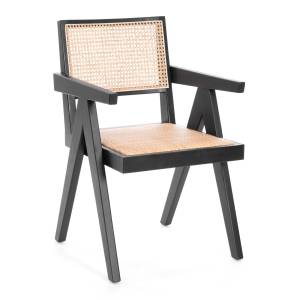 Стул Tetchair Loki 24339 черный, дерево вяз, ротанг