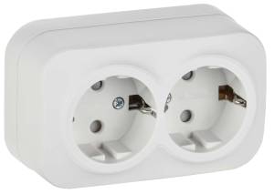 Розетка 2-местная с заземлением и шторками IEK Glory ERH24-K01M-16 белый матовый