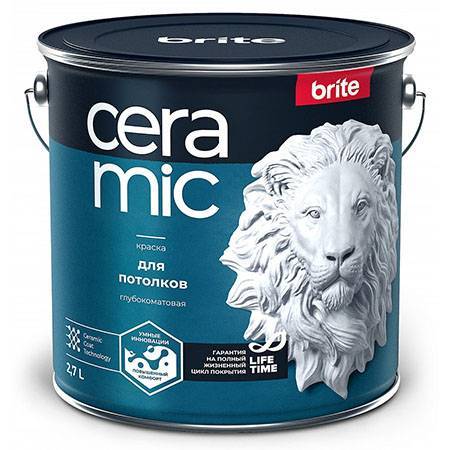 Краска для кухонь и ванных комнат Brite Ceramic шелковисто-матовая база С 2.7 л