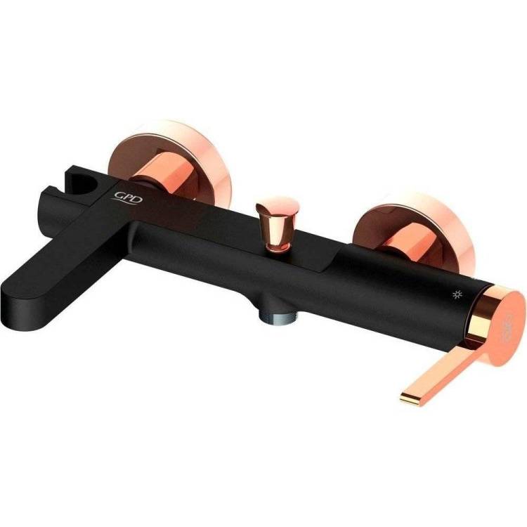 Смеситель для ванны GPD Gildo MBB165-S-R черный, розовое золото