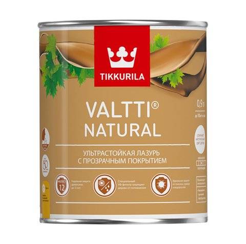TIKKURILA VALTTI NATURAL лазурь ультрастойкая с прозрачным покрытием, полуглянцевая (9л)
