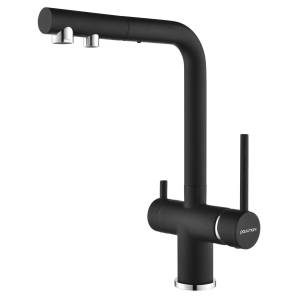 Смеситель для кухни Paulmark Serpentine Se213222-BLM с выдвижным изливом, черный