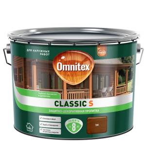 Пропитка декоративная для защиты древесины Omnitex Classic S тик 9 л