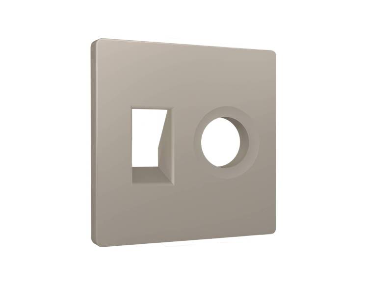 Лицевая панель для компьютерной/телефонной розетки+TV розетки Ambrella Volt Alfa AP3725 серо-бежевый матовый