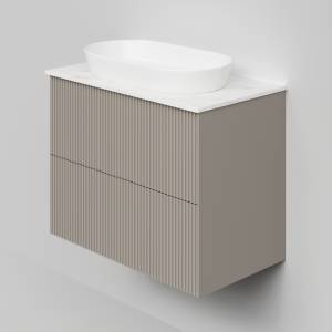 Тумба с раковиной La Fenice Terra Twin Cappuccino NFNC-01-TER-C-80-2-3-M-GG бежевая матовая, 80 см