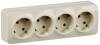 Розетка 4-местная с заземлением IEK Glory ERH41-K33-16 кремовый