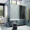 Шторка на ванну MaybahGlass MGV-84-3ш стекло графит матовый, профиль золото, 1400x400 фото 3