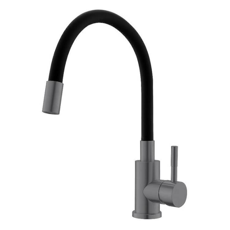 Смеситель для кухни Esko Snake K44Grafit с гибким изливом, черный, графит