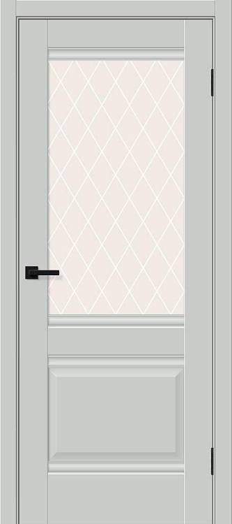 Межкомнатная дверь Bravo Прима-3 полотно Grey Silk, стекло White Сrystal 600x2000