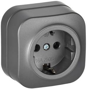 Розетка 1-местная с заземлением IEK Glory ERH11-K46M-16 сталь матовый