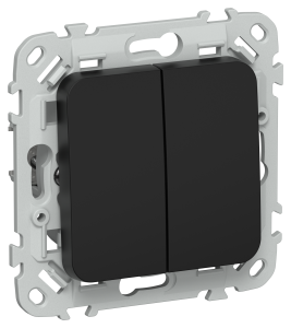 Выключатель 2-клавишный проходной IEK Flite FI-V22-0-10-1-K02 черный