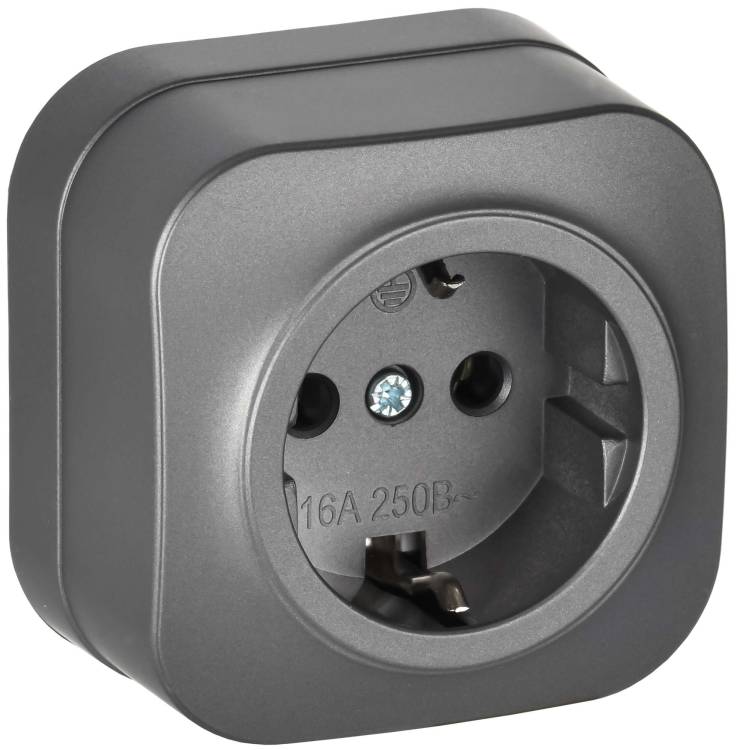 Розетка 1-местная с заземлением IEK Glory ERH11-K46M-16 сталь матовый