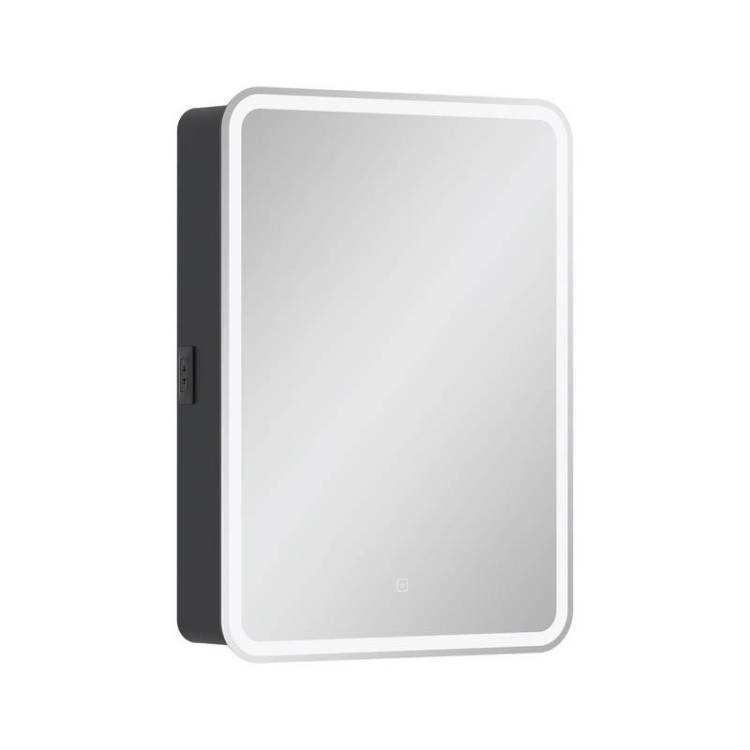 Зеркало-шкаф Equil Eltoro szELTR60.R правый, с подсветкой и розеткой, черный софт, 80x60