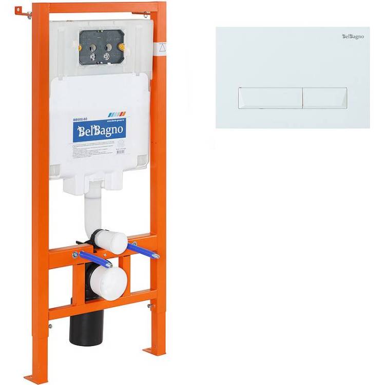 Система инсталляции для унитазов BelBagno BB002-80/BB009-MR-BIANCO кнопка белая