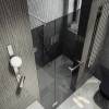 Душевая дверь в нишу MaybahGlass MGD-505-4 с добором на петлях, стекло графит, профиль хром глянцевый, 1950x1000 фото 4